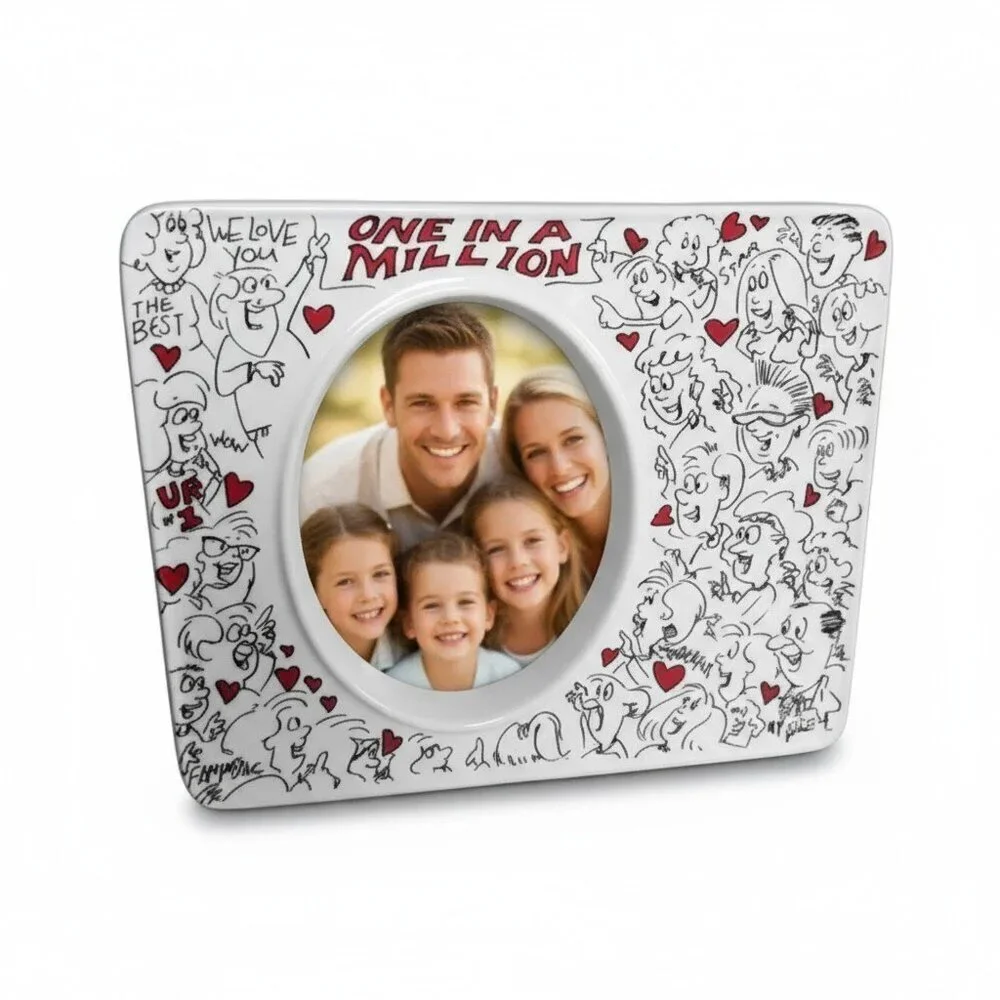 One in a Million Ceramic Picture Frame – Cartoon Design with Red Hearts